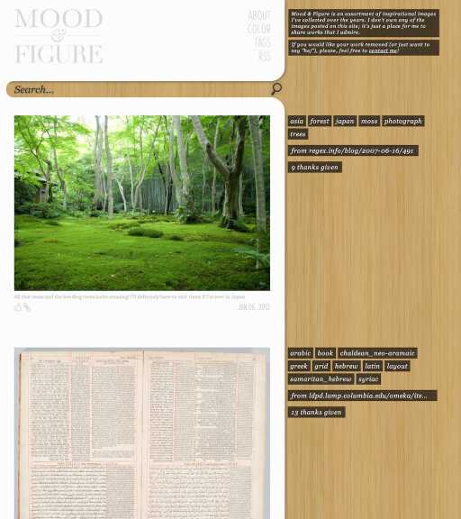 Screenshot of my blog design for Mood & Figure